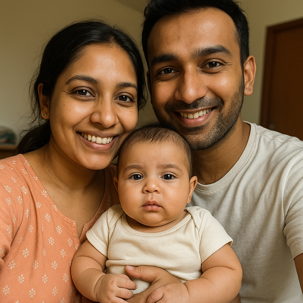 Kunal & Meera, parents of a 2-month-old